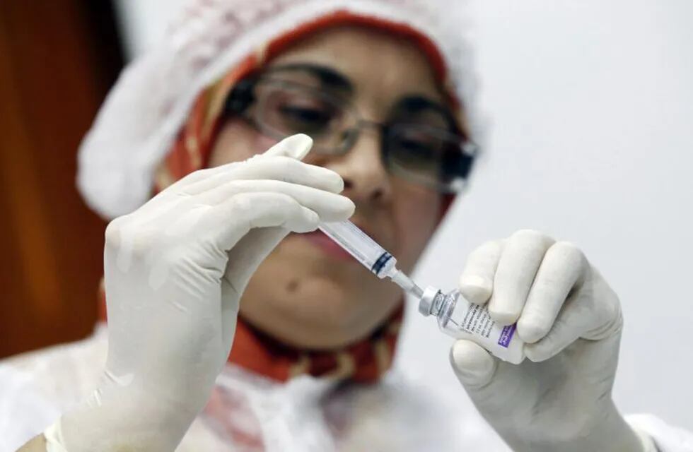 A medical assistant holds up a H1N1 flu shot at the Health Ministry in Algiers December 29, 2009. Algeria starts a vaccination programme for workers considered most at risk on Wednesday. REUTERS/Louafi Larbi(Algeria - Tags: HEALTH) argelia  argelia vacunacion gripe a vacunacion gripe a n1h1
