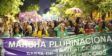 La marcha del Encuentro Plurinacional de Mujeres, lesbianas, travestis, trans y no binaries