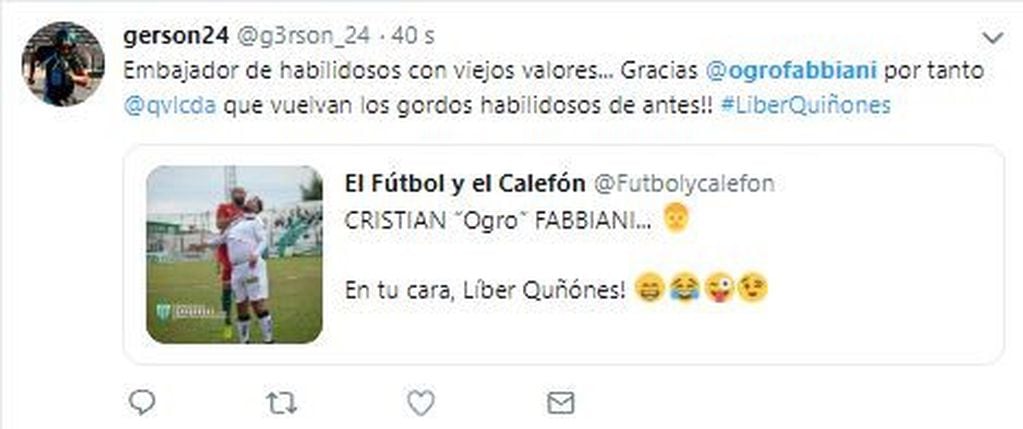 Los usuarios que defendieron a Cristian "el ogro" Fabbiani en Twitter