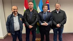 Cumbre. Javier Milei se reunió con el gobernador de San Pablo, el de Santa Catarina y con Jair Bolsonaro. (Vocería)