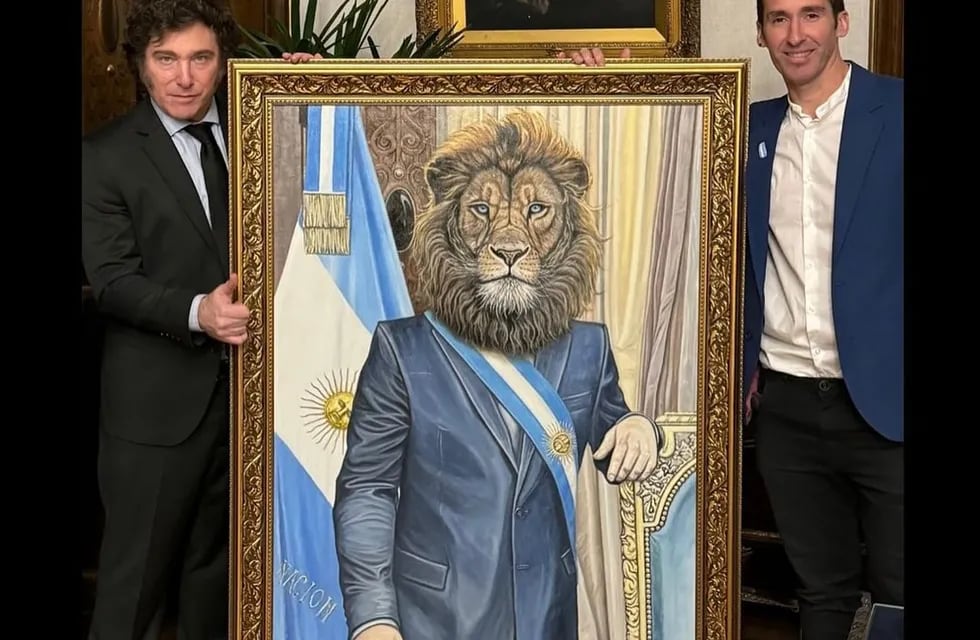Un entrerriano le regaló una pintura al Presidente Javier Milei
