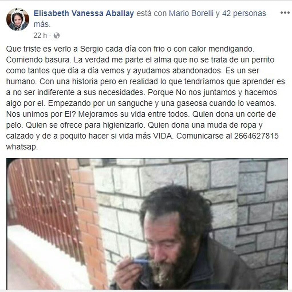 Aballay explicó que quieren sacarlo de esta situación.