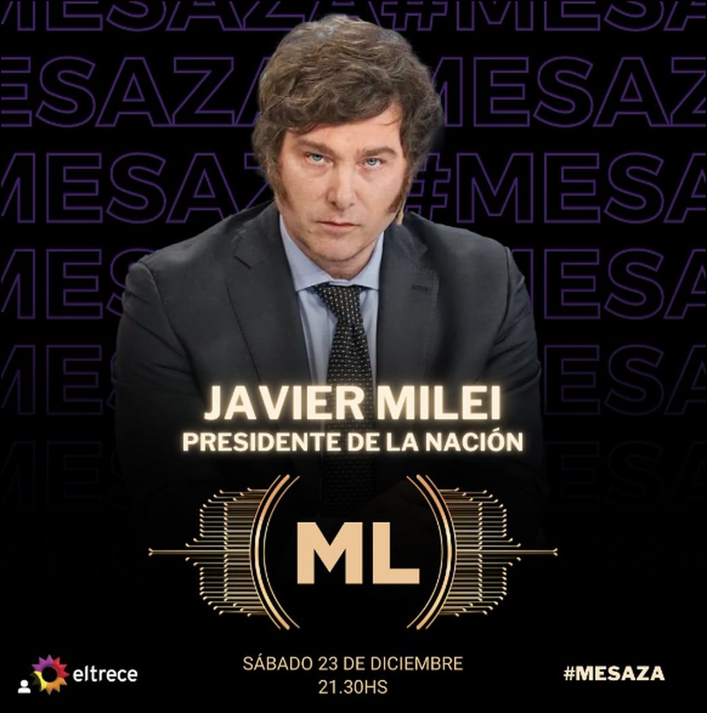 Javier Milei estará este sábado en la mesaza de Mirtha.