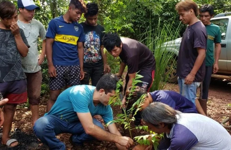 Plantaron los primeros 200 plantines producidos en el vivero de la comunidad Jasy Porá
