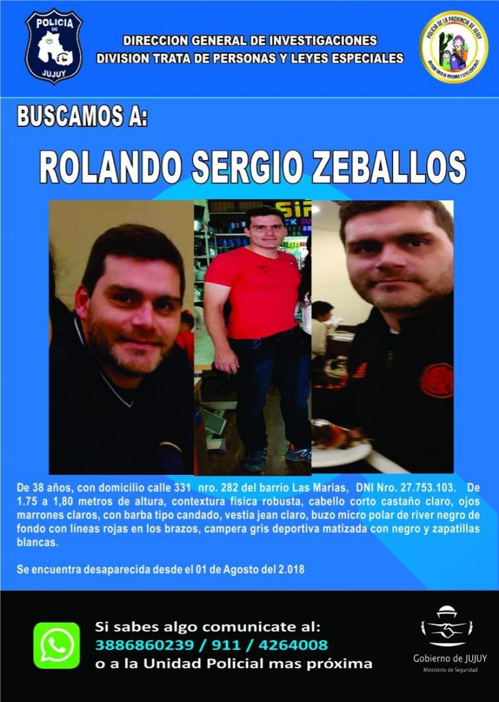 Sergio Zeballos desaparecido