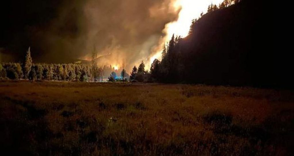Las llamas consumieron bosques nativos en El Bolsón (Twitter: @IzquierdaDiario).