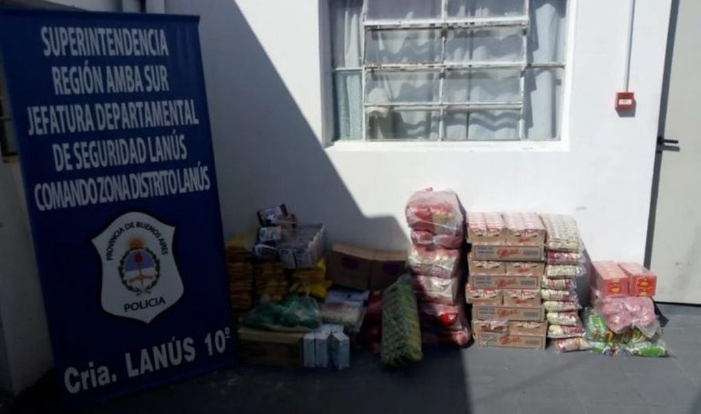 Robaban alimentos destinados a comedores para revenderlos (Foto: Policía de Lanús)