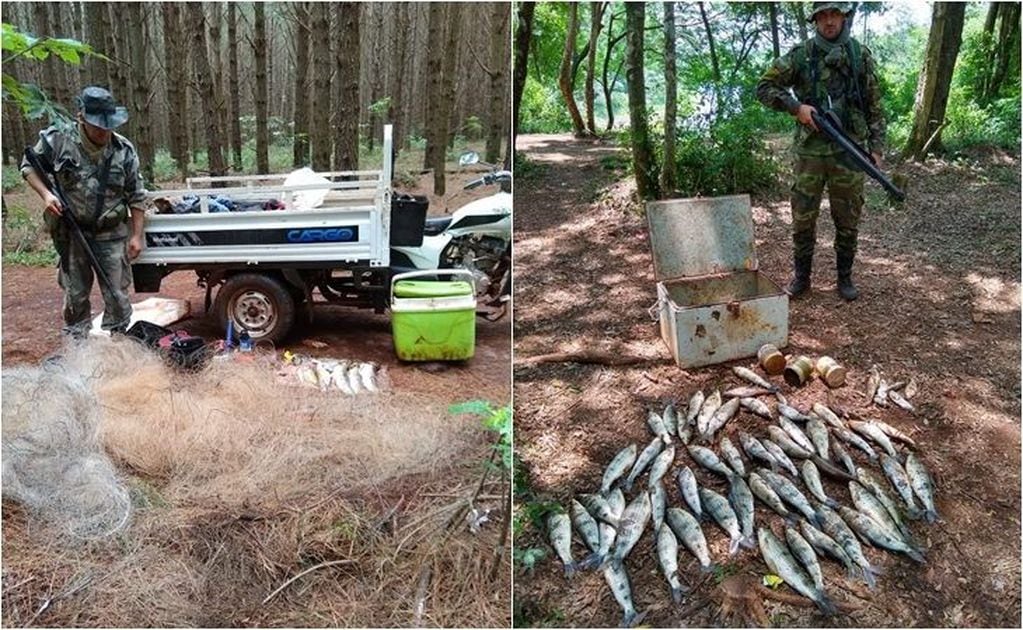 Guardaparques del Ministerio de Ecología desbarataron grupos de pesca furtiva en plena veda.