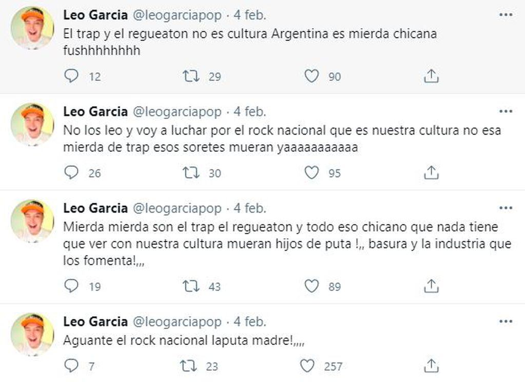 Con el objetivo de "defender" al rock nacional, García lanzó una catarata de polémicos tuits.