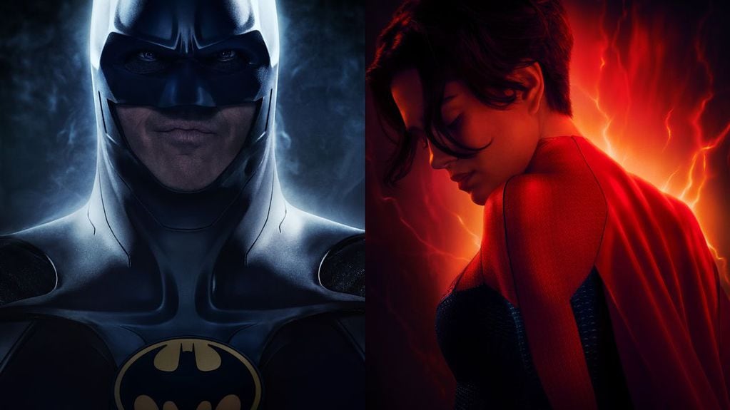 Michael Keaton como Batman y Sasha Calle como Supergirl