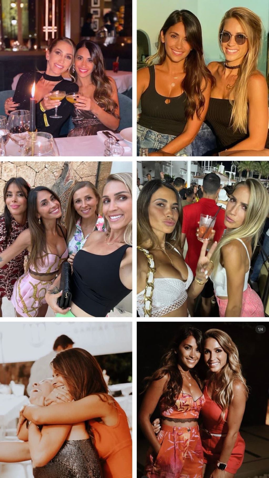 Antonela Roccuzzo y Sofía Balbi celebrando su amistad a lo largo del tiempo. 