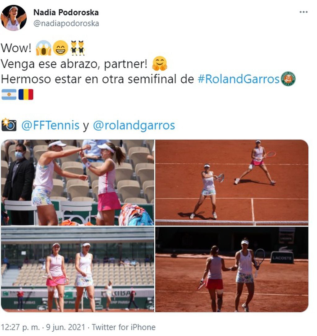 La tenista de 24 años compartió algunas de las imágenes de la victoria en cuartos de final.