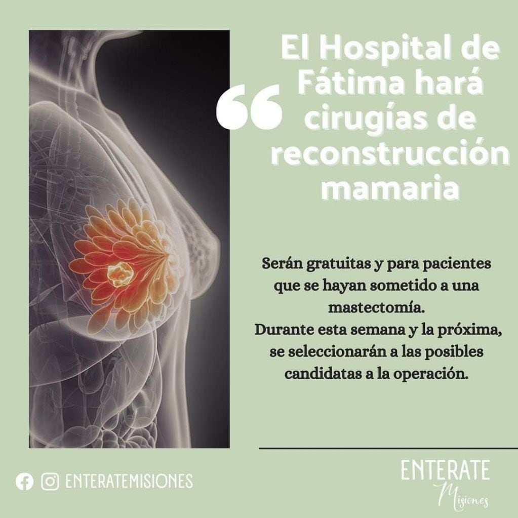 El hospital de Fátima lleva adelante una campaña de reconstrucción mamaria.