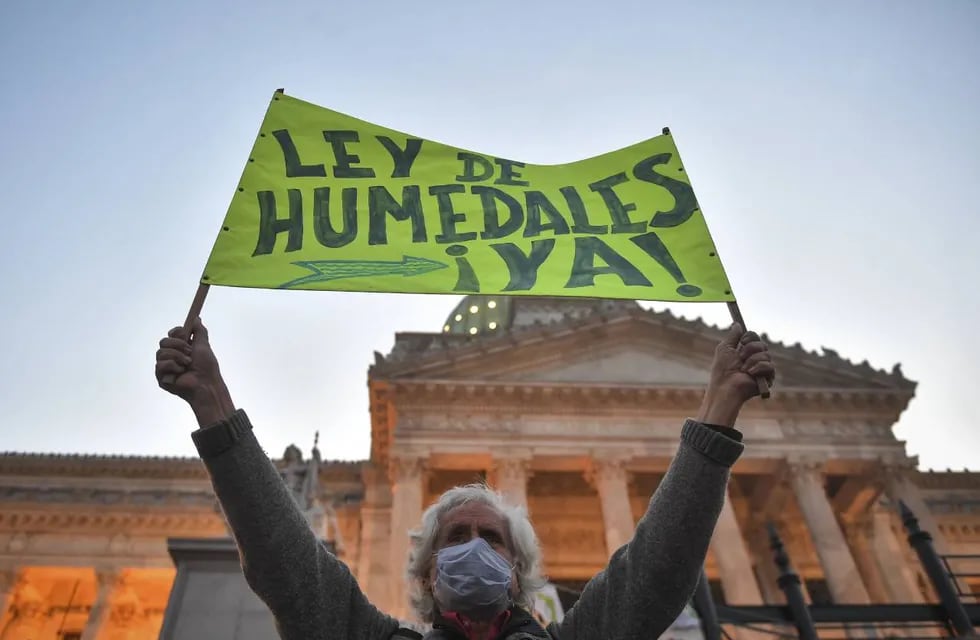 Ambientalistas marcharon en Buenos Aires por una ley de humedales.