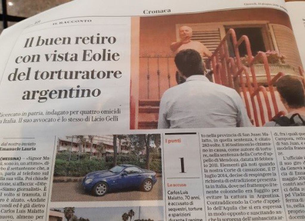 Publicación periodística en Italia.