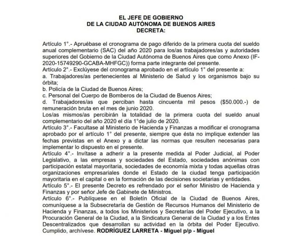 El decreto publicado por el Gobierno porteño en el Boletín Oficial (GCBA)