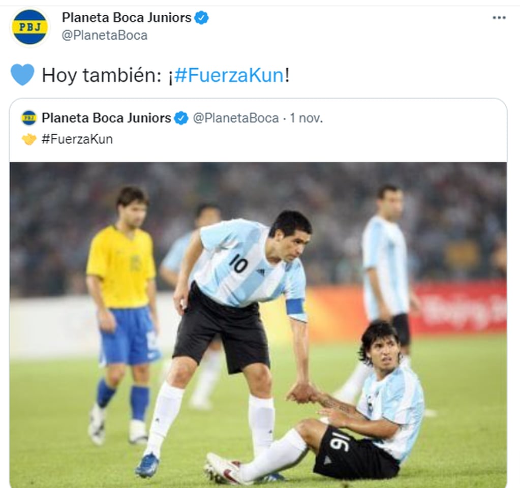 Una imagen de sus primero años en la Selección Argentina, junto a Juan Román Riquelme. Twitter @PlanetaBoca