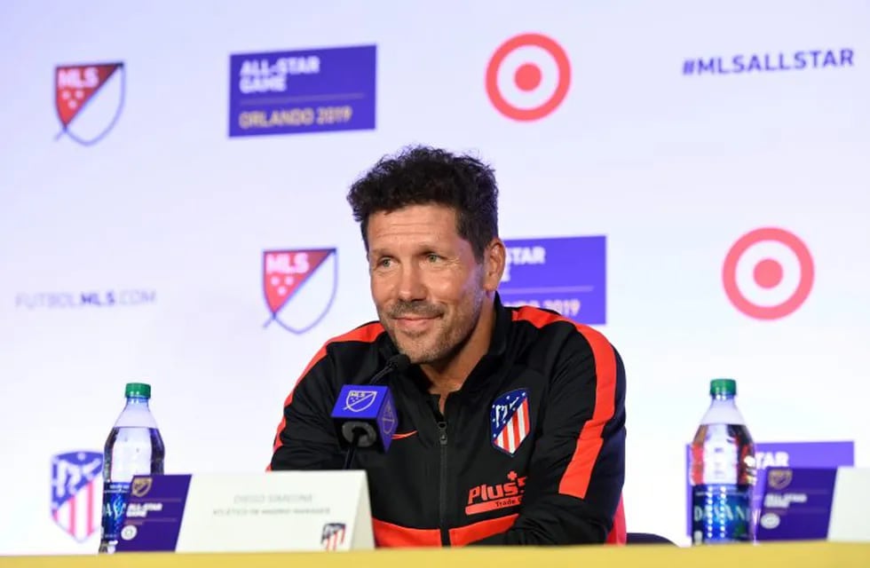 Jul 29, 2019; Orlando, FL, USA; Athletico Madrid manager Diego Simeone during a press conference for the MLS All Star Game at Exploria Stadium. Mandatory Credit: Douglas DeFelice-USA TODAY Sports