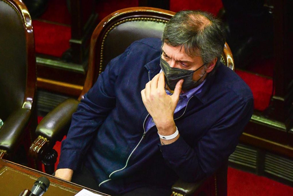 Maximo Kirchner durante la sesión de Diputados . Foto Federico Lopez Claro