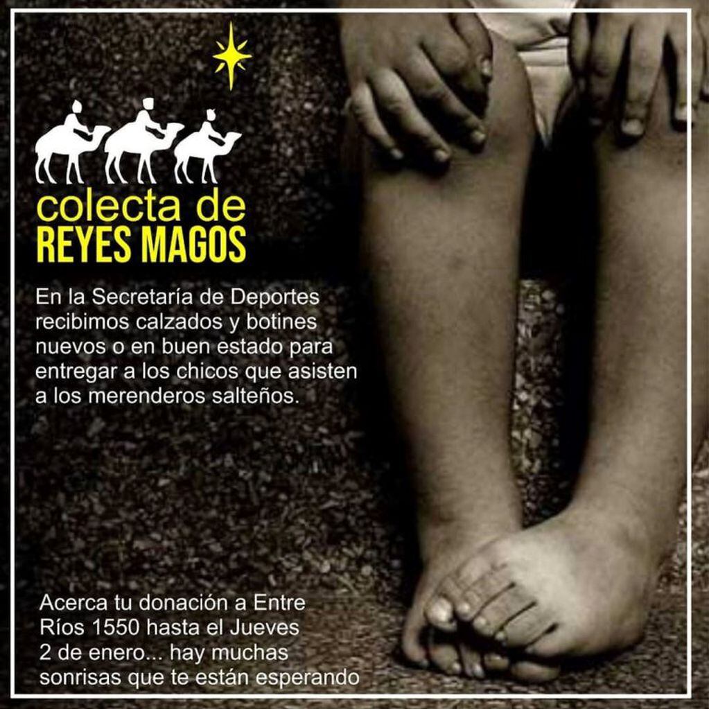 Colecta solidaria de Reyes Magos (Facebook Secretaría de Deportes de Salta)