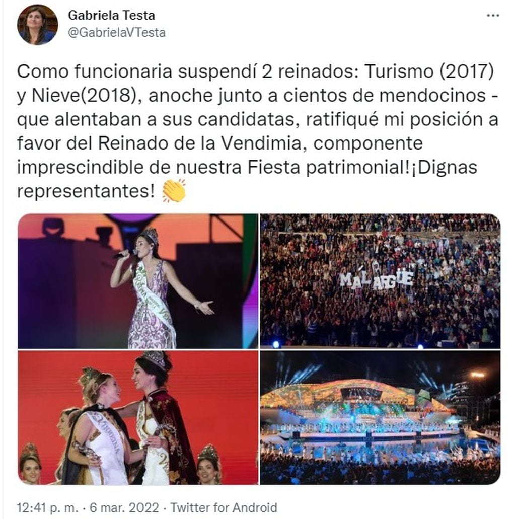 La publicación de Gabriela Testa.