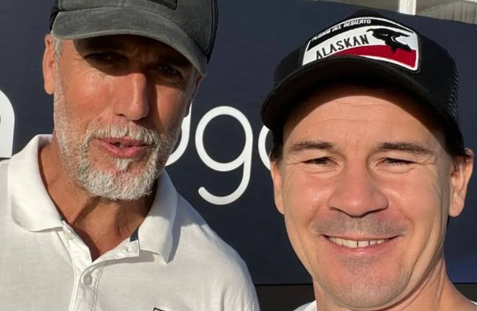 Gabriel Batistuta y Guillermo Coria se encontraron en Nordelta durante la presentación del Abierto de Golf de Argentina.