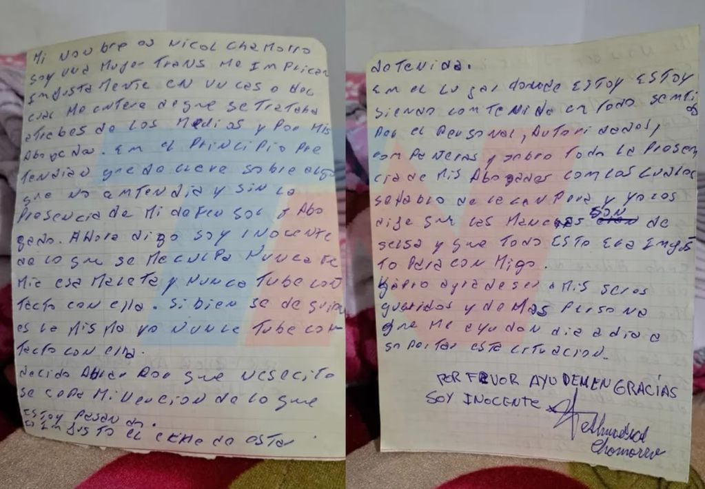 La carta de la mujer trans detenida por el crimen del empresario.