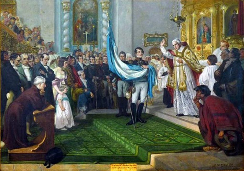 El general Belgrano pidió al canónigo Gorriti que bendiga la Enseña Nacional, el 25 de mayo de 1812, en Jujuy.