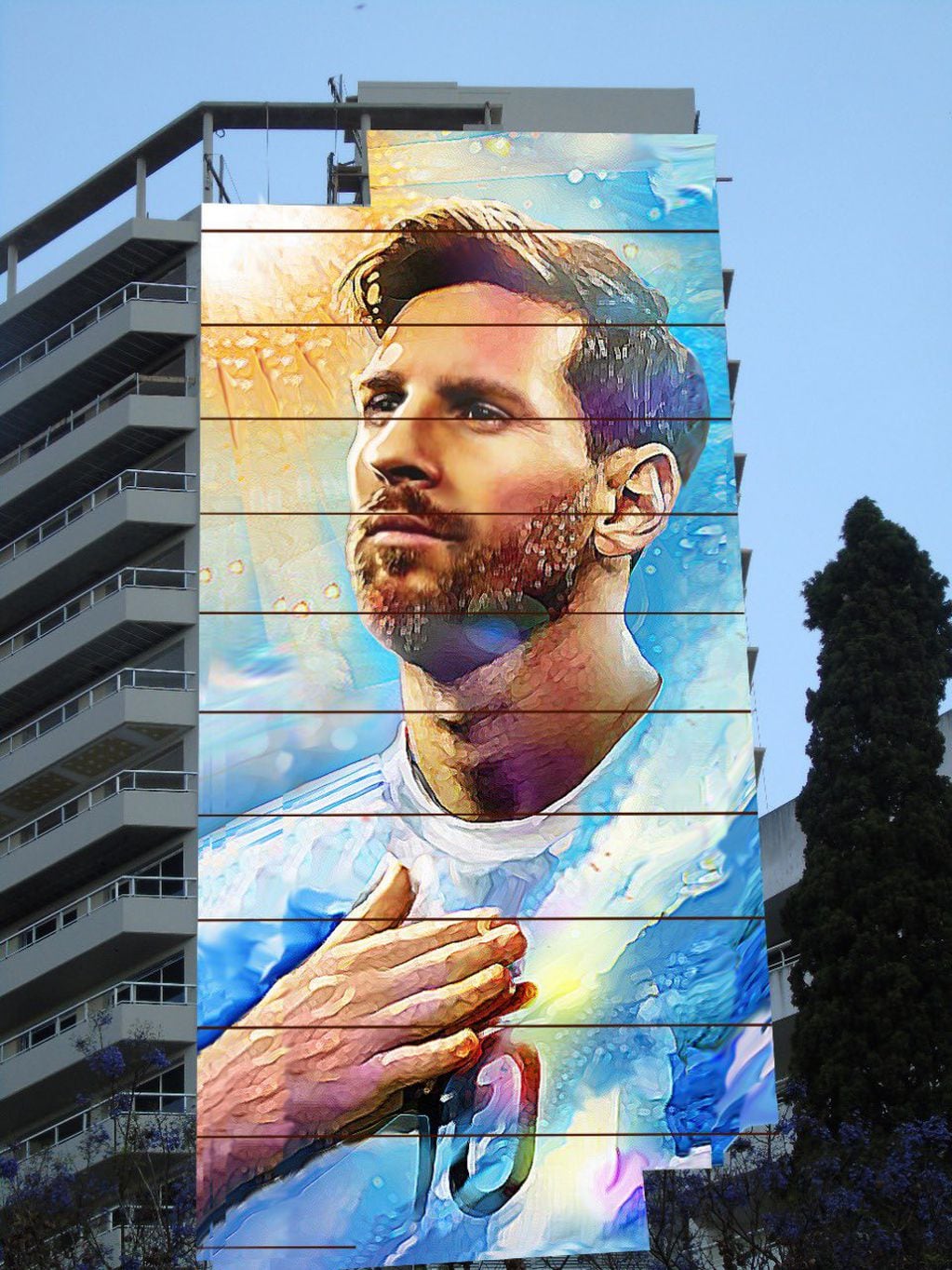 Así será el mural de Lionel Messi cerca del Monumento a la Bandera. (@MauroYasprizza)