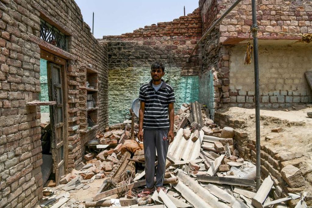 Una casa destruida en India. (AFP).