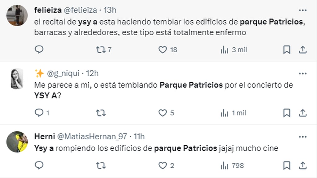 Los comentarios de los vecinos de Parque Patricios tras los temblores provocados por el show de Ysy A en Huracán