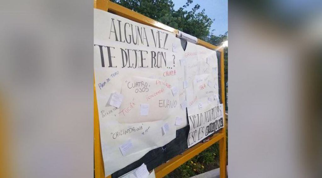 Pusieron carteles alusivos en la Plaza San Martín (Vía Santa Rosa)