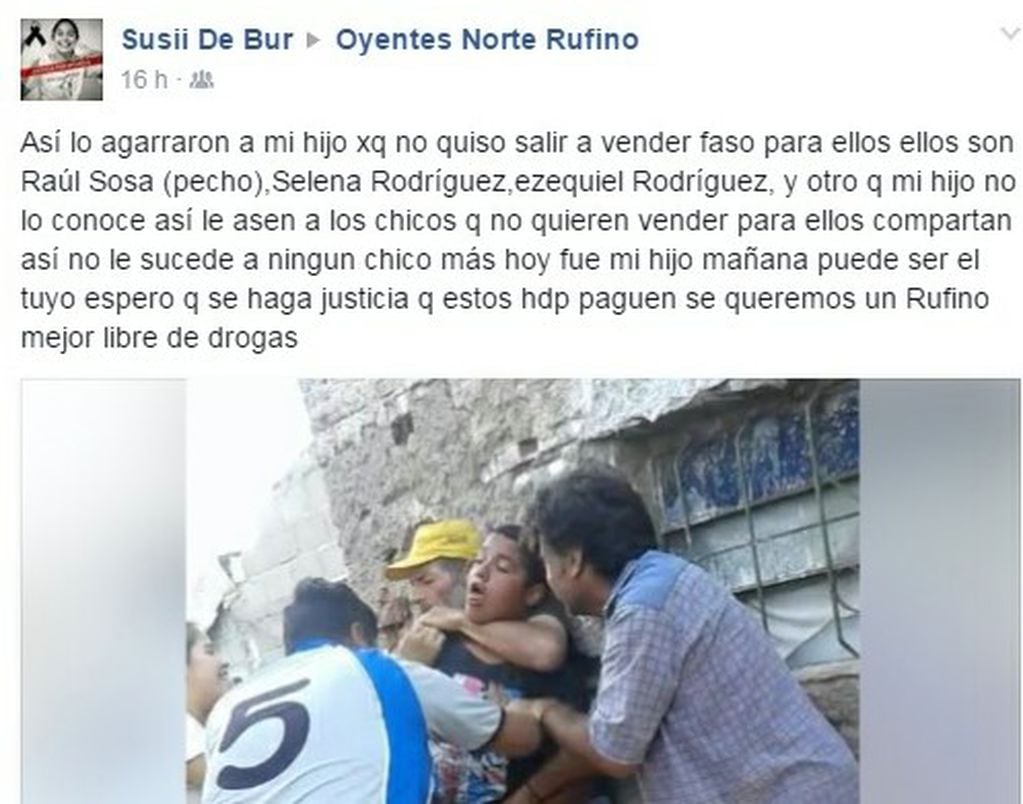 La publicación de la madre del menor que recibió una feroz golpiza en Rufino