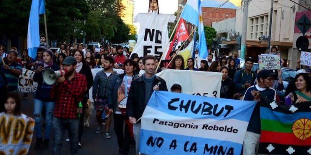 Las marchas contra la minería en  Chubut son frecuentes.