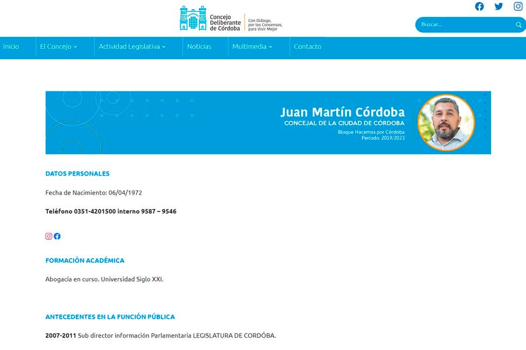 Concejal Juan Martín Córdoba