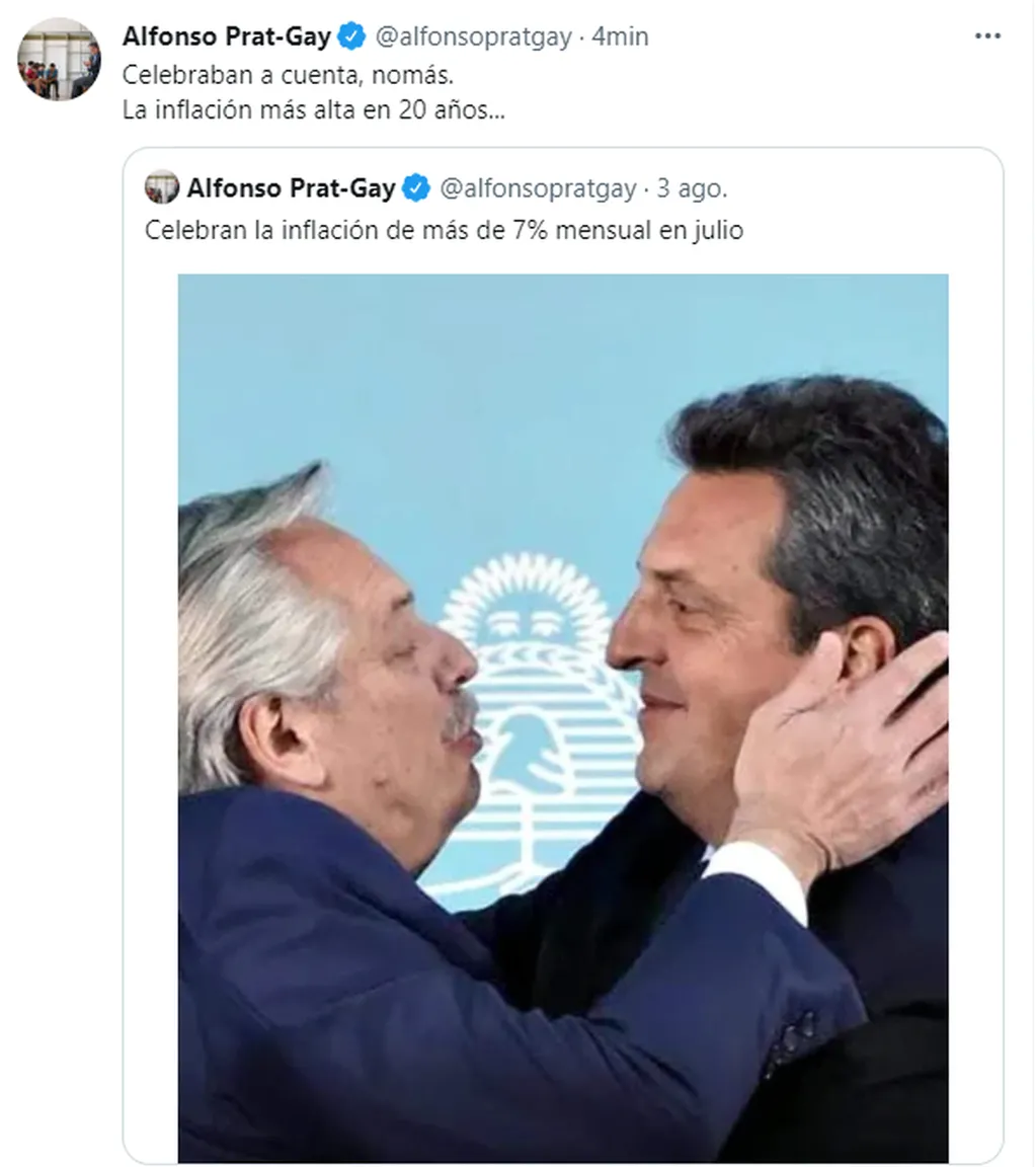 El tuit irónico de Alfonso Prat-Gay.