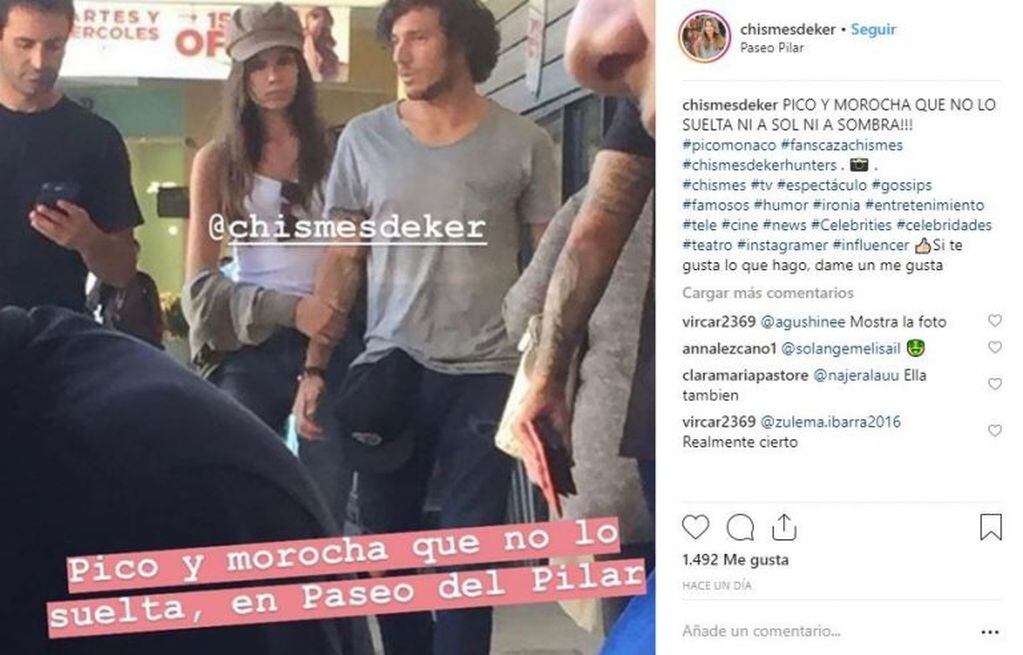 "Pico" Mónaco, paseando con una joven en Pilar. (Instagram)