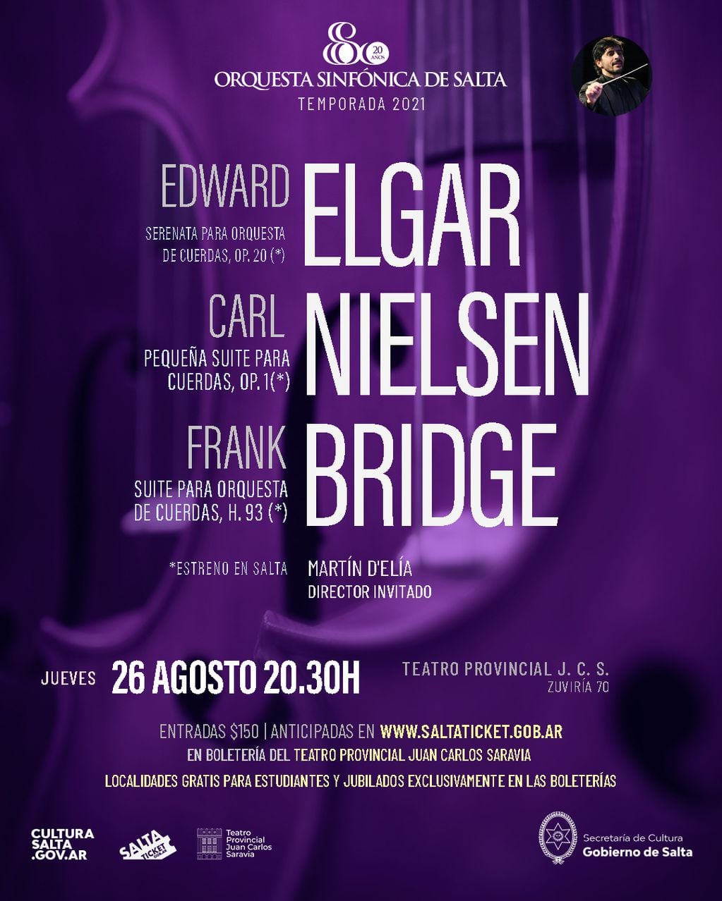El concierto es este jueves 26 de agosto a las 20.30 en el Teatro Provincial.
