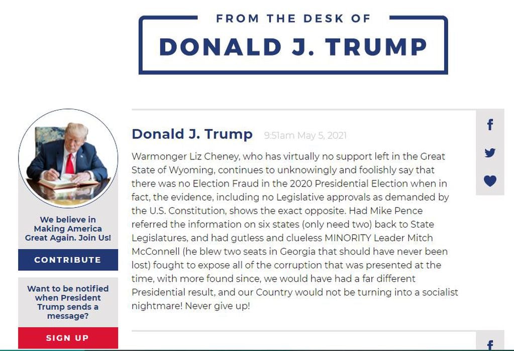 "From the desk of Donald J. Trump", la plataforma impulsada por el expresidente de Estados Unidos