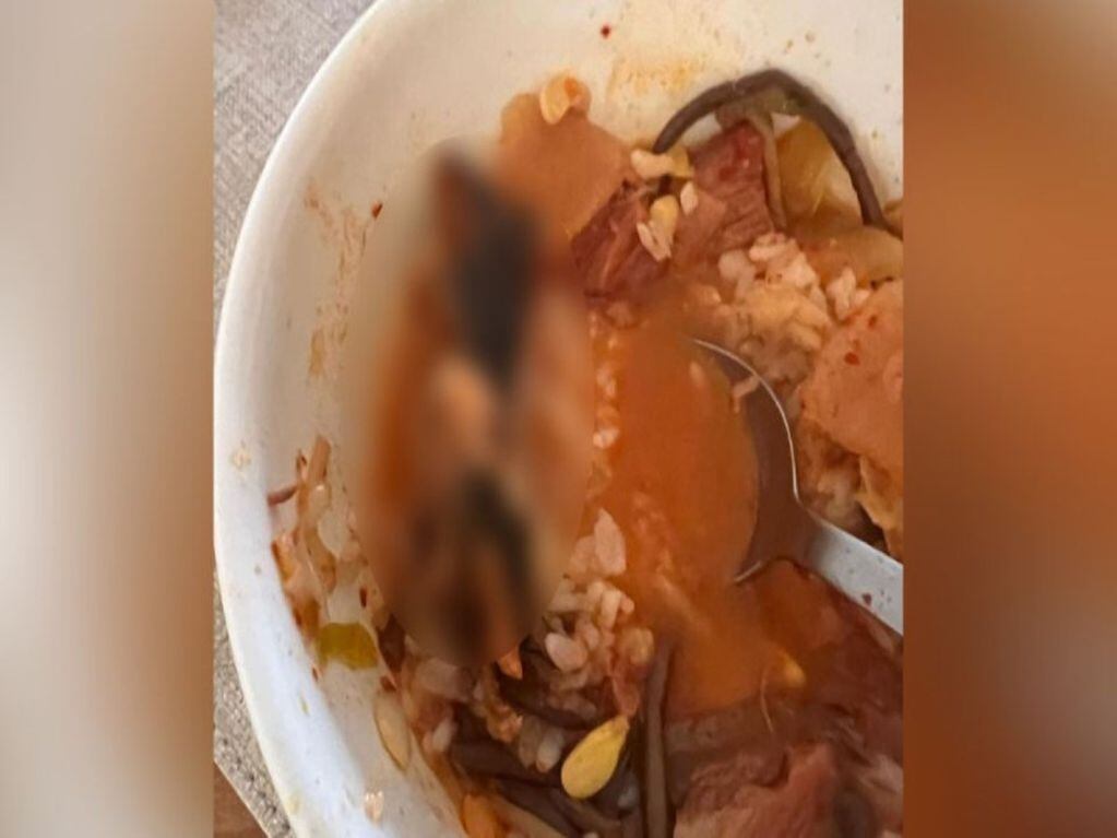 Captura del video viral de la rata en una sopa en un restaurante de Nueva York.