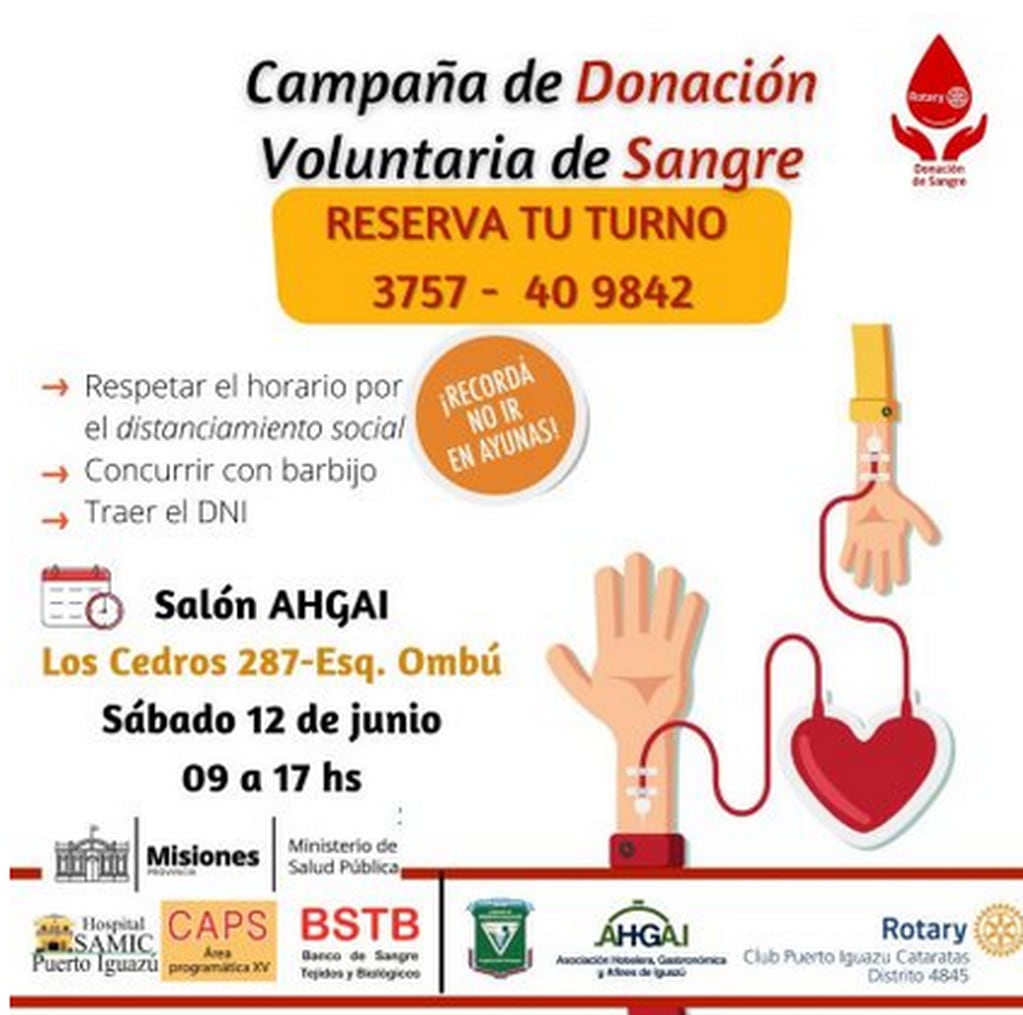 Campaña de donación de sangre en Iguazú.