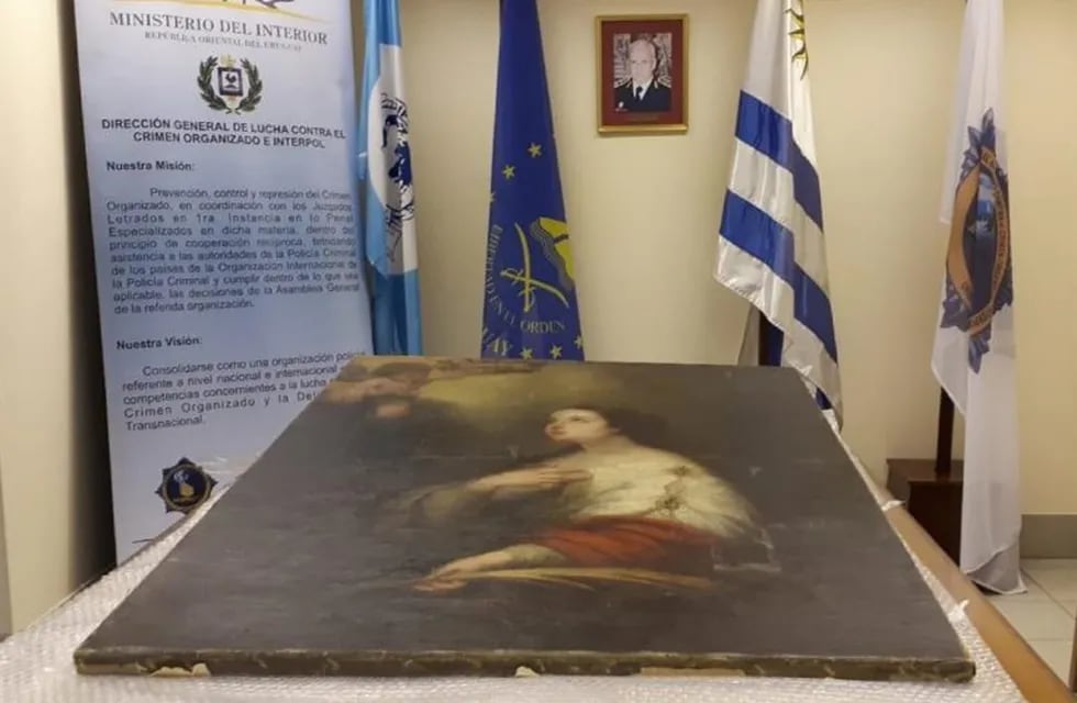 El millonario cuadro de Murillo fue encontrado en un control rutinario en una ruta uruguaya. (Policía Uruguay)