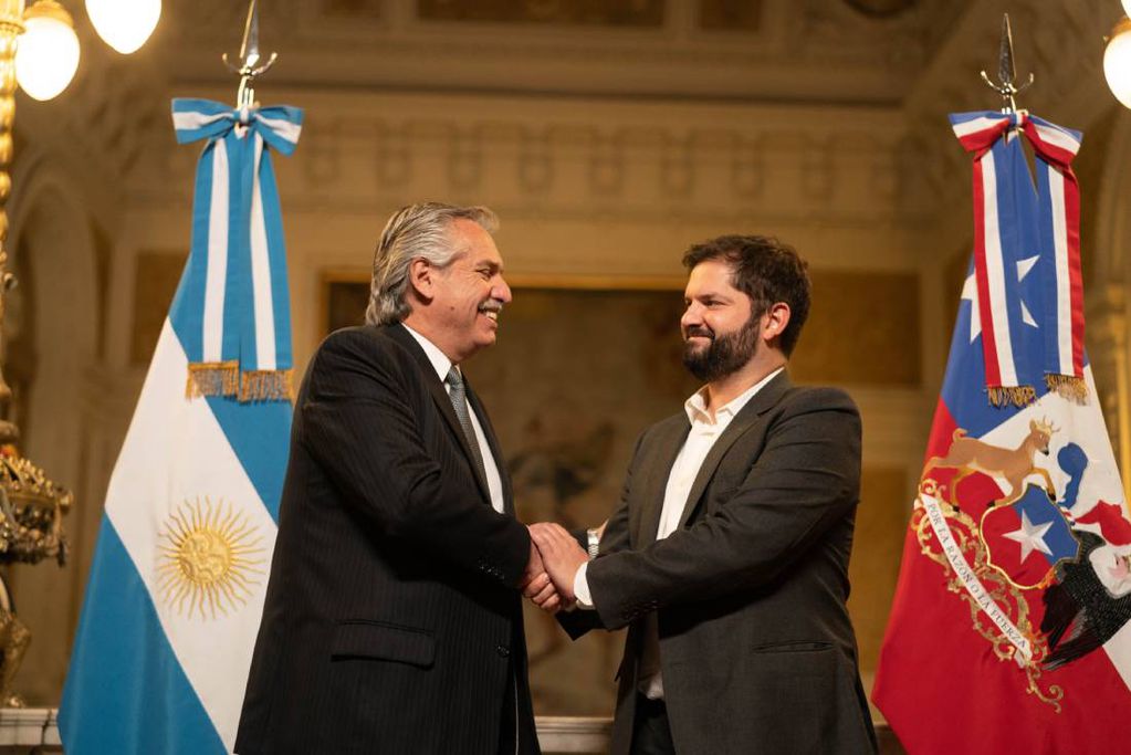 El presidente Alberto Fernández recibió a su par chileno Gabriel Boric.