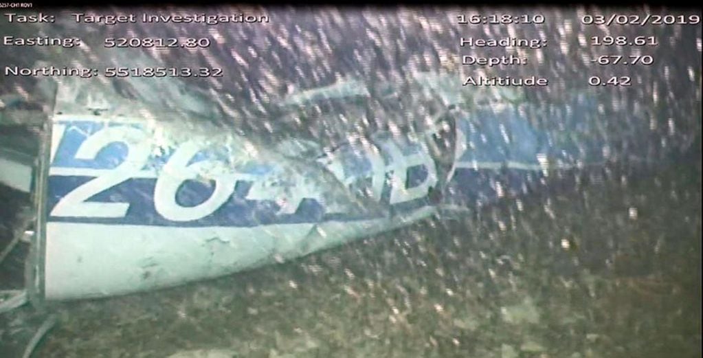 Parte del avión en el que volaba Emiliano Sala.
