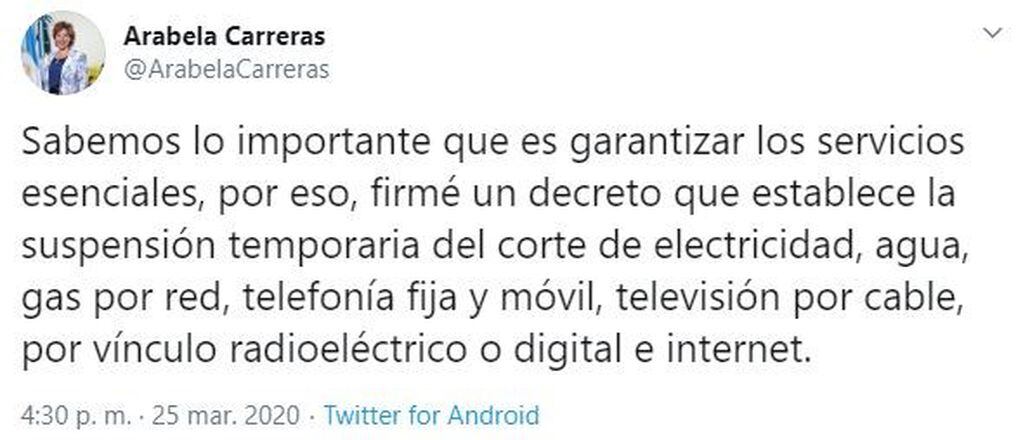 Arabela Carreras a través de Twitter (web).