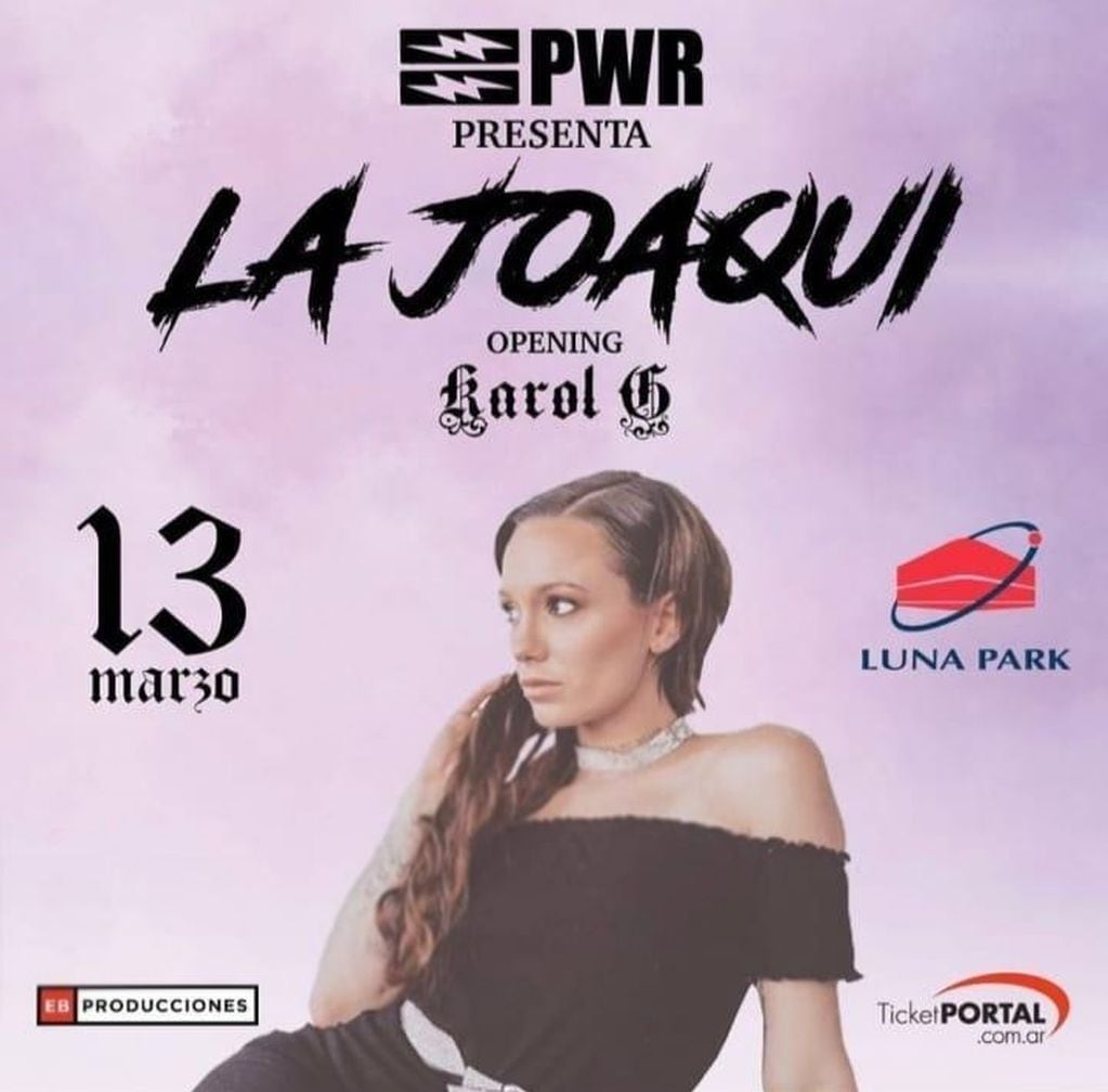 La Joaqui iba ser la telonera del show de Karol G en el Luna Park durante 2020