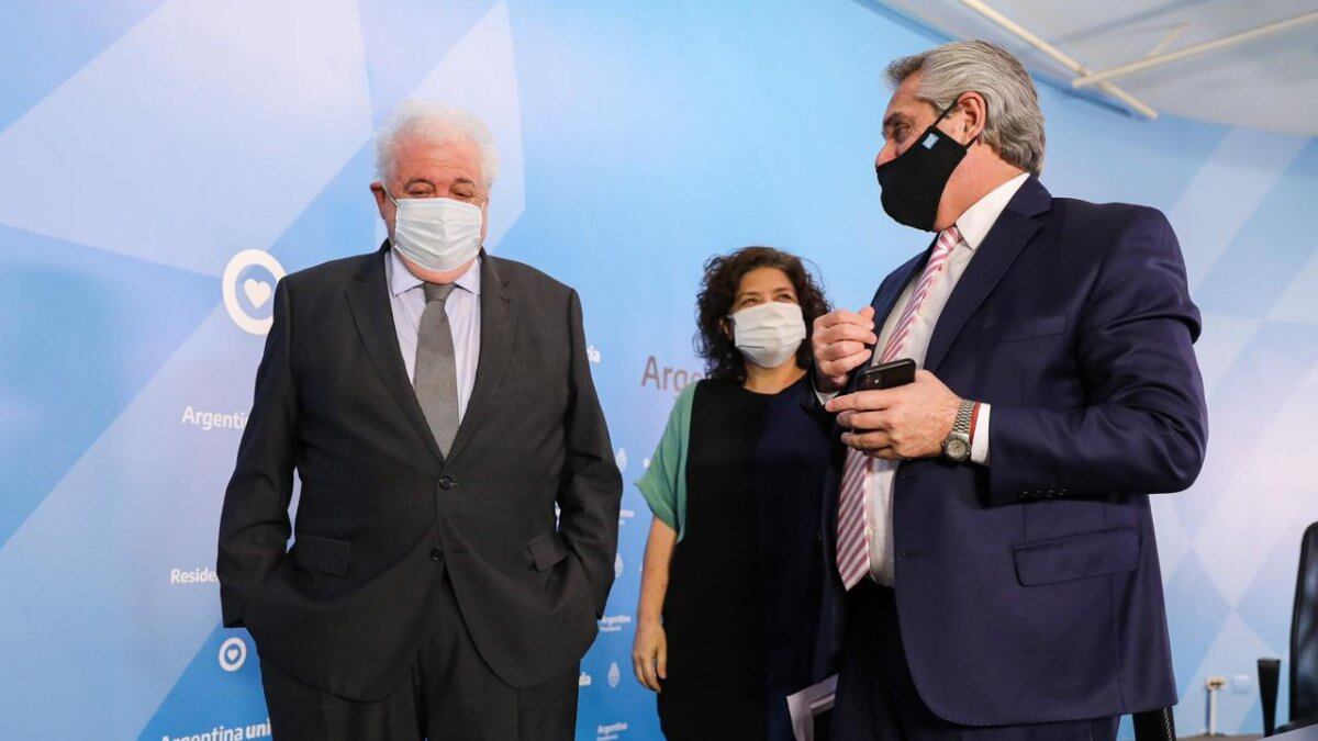 Ginés González García, Carla Vizzotti y Alberto Fernández. (Foto: Presidencia)