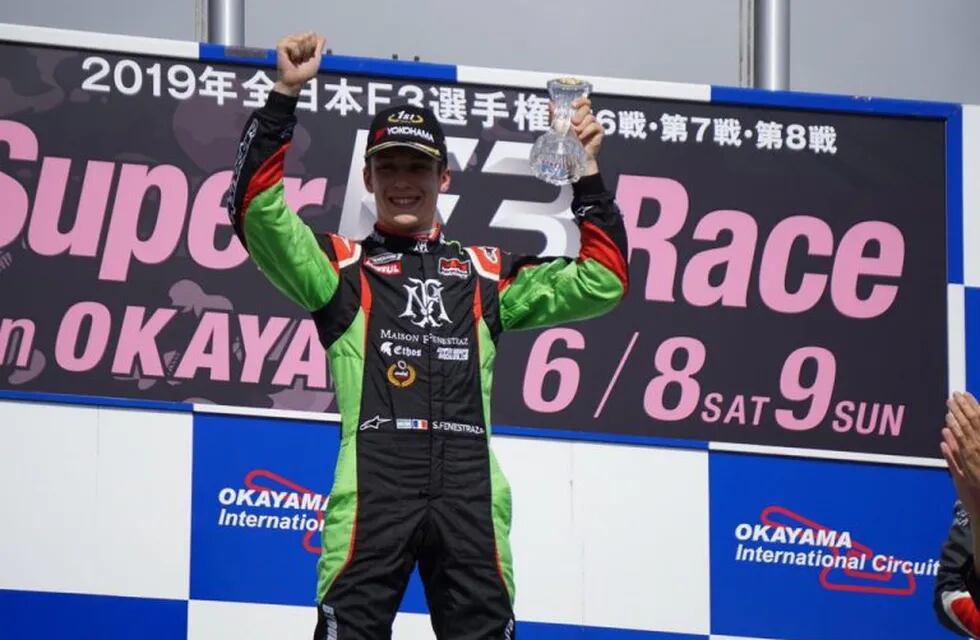 El piloto franco argentino Sacha Fenestraz, ganador en Okayama, por la Fórmula 3 Japonesa (2019).