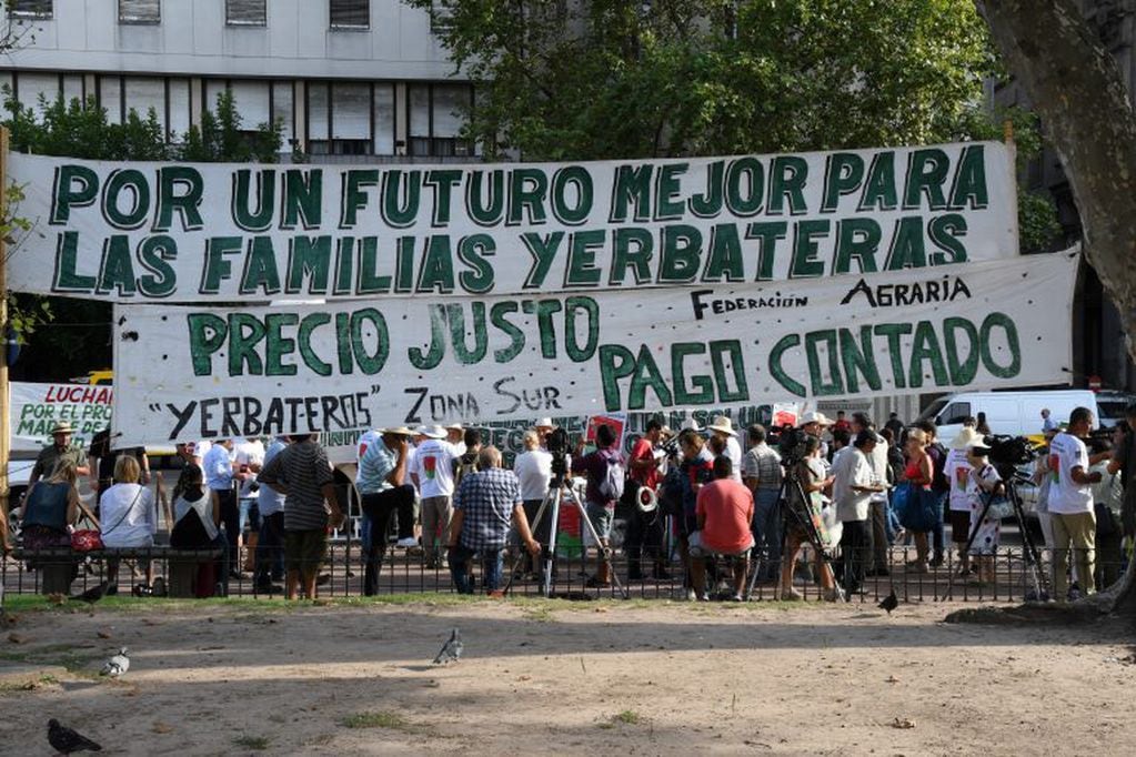 Los productores yerbateros protestaron esta semana en Buenos Aires. (Foto: DYN)