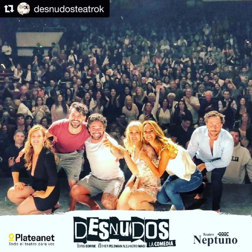 Gonzalo Heredia, Brenda Gandini, Sabrina Rojas, Luciano Castro, Mey Scápola y Luciano Cáceres forman parte del elenco de "Desnudos" en el Teatro Neptuno de Mar del Plata  (Foto: Instagram/ @gonzaloezequielheredia)